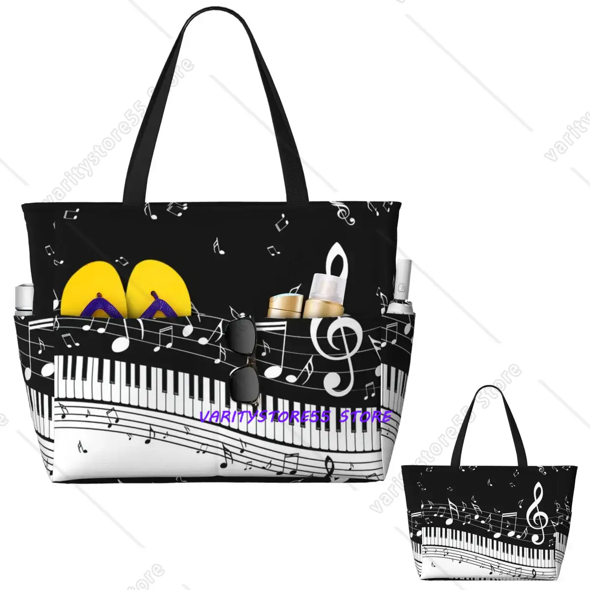 Yoga Fitness Music - Bolso de mano grande con estampado