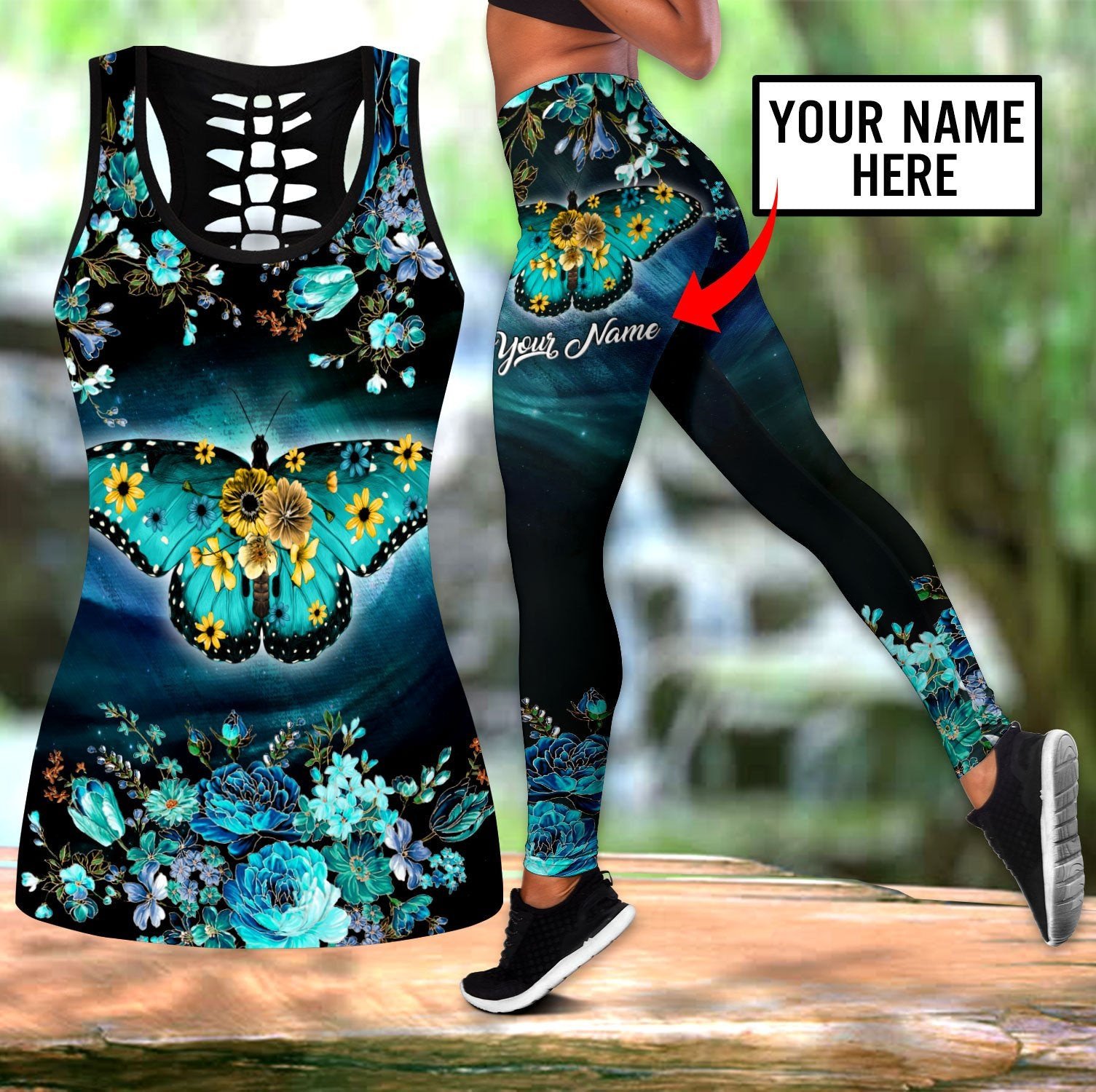 Yoga Fitness Name - Conjunto de camiseta sin mangas y