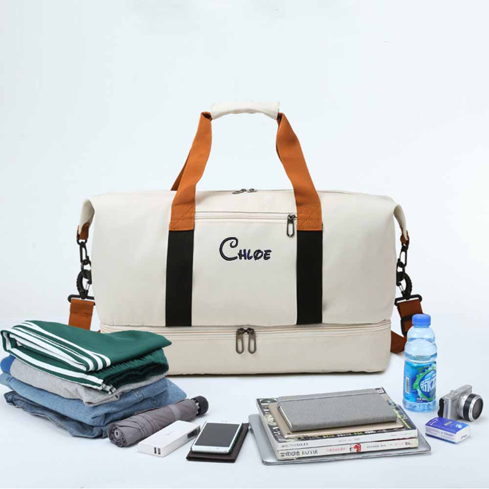 Yoga Fitness Name - Bolsa de viaje de mano bordada