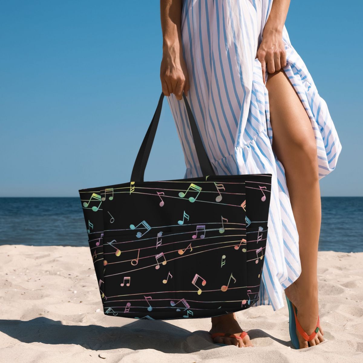 Yoga Fitness Music - Bolso de mano grande con diseño
