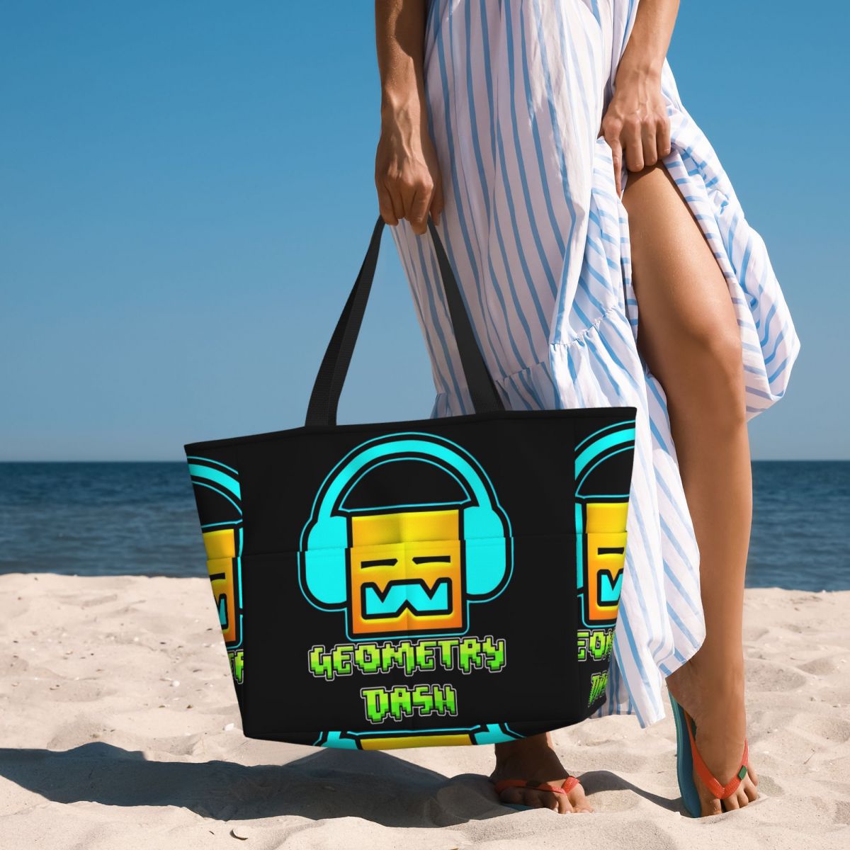 Yoga Fitness Music - Bolsa de playa geométrica con diseño