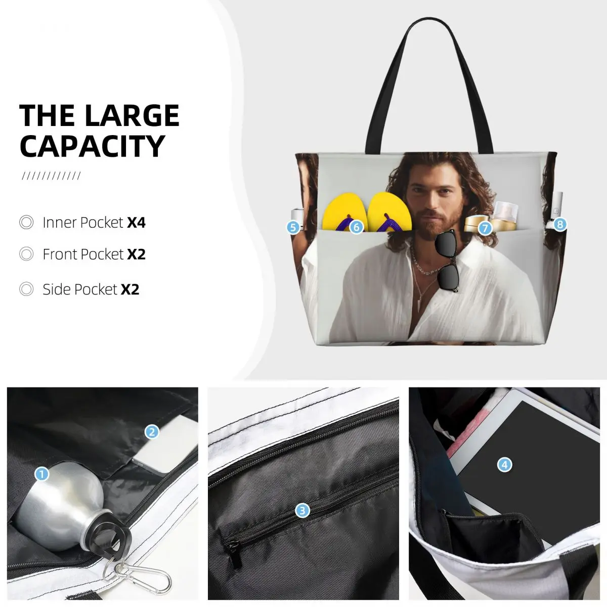Bolso de mano grande con foto  - Yoga Fitness Photos reseña y precio