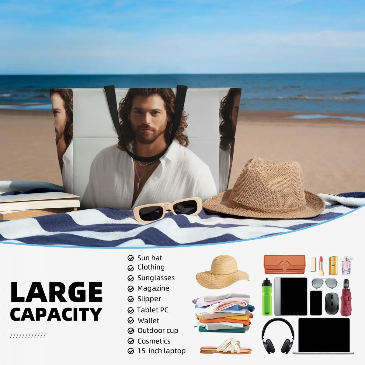 Bolso de mano grande con foto  - Yoga Fitness Photos reseña y precio