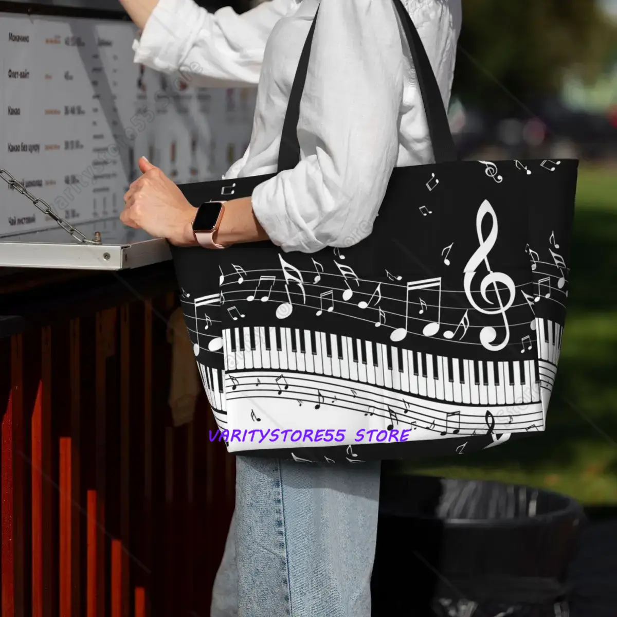 Bolso de mano grande con estam - Yoga Fitness Music reseña y precio