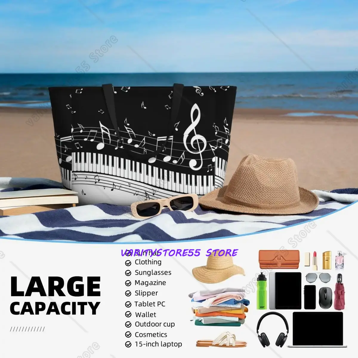 Bolso de mano grande con estam - Yoga Fitness Music reseña y precio