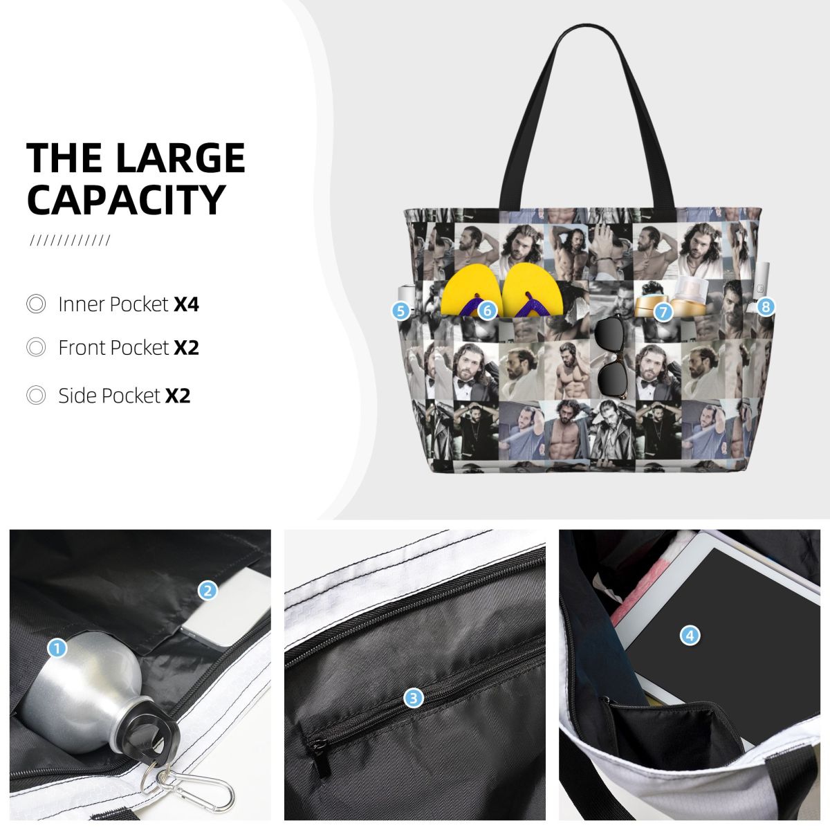 Bolso de mano grande con foto  - Yoga Fitness Photos reseña y precio