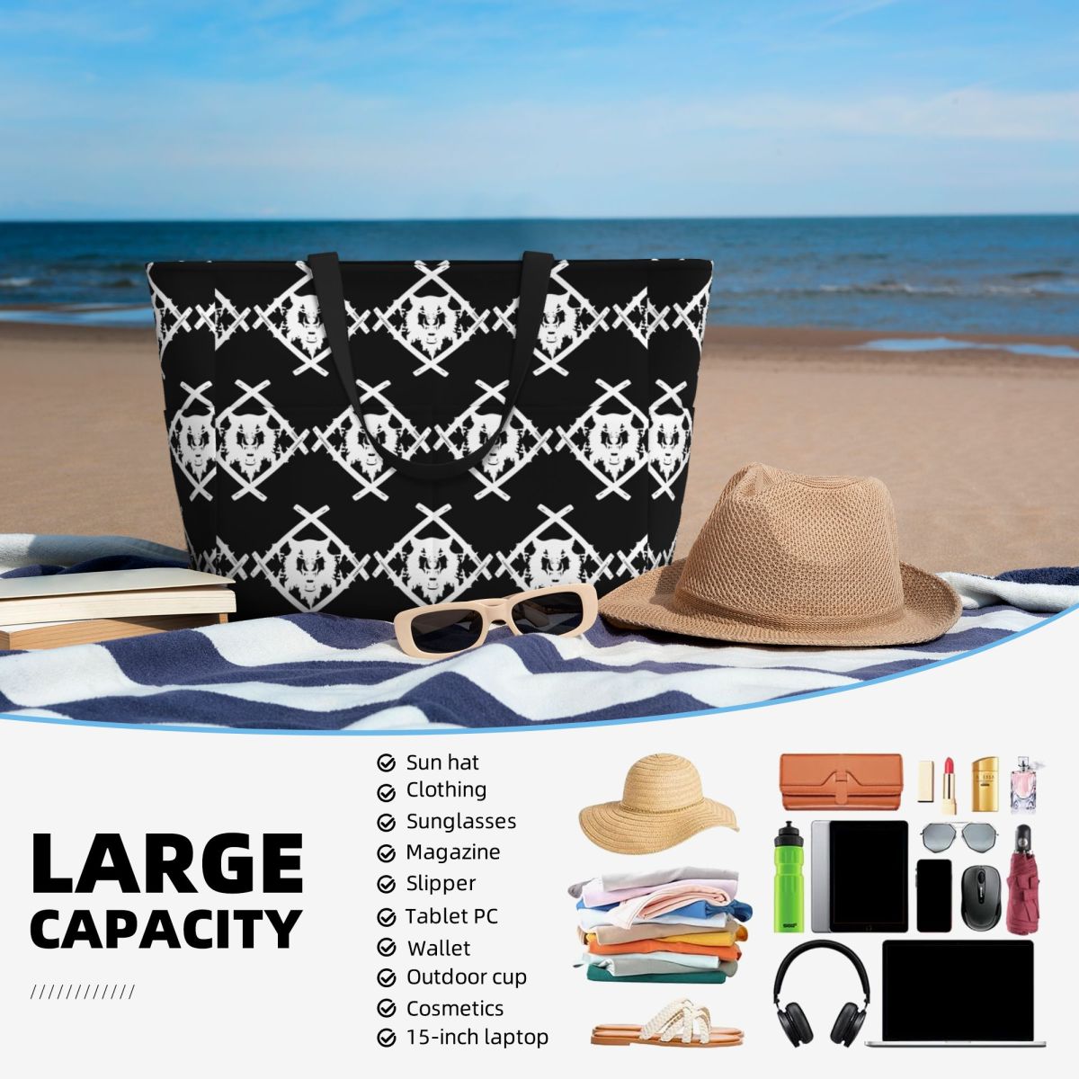 Bolso de playa con logotipo de - Yoga Fitness Merch reseña y precio