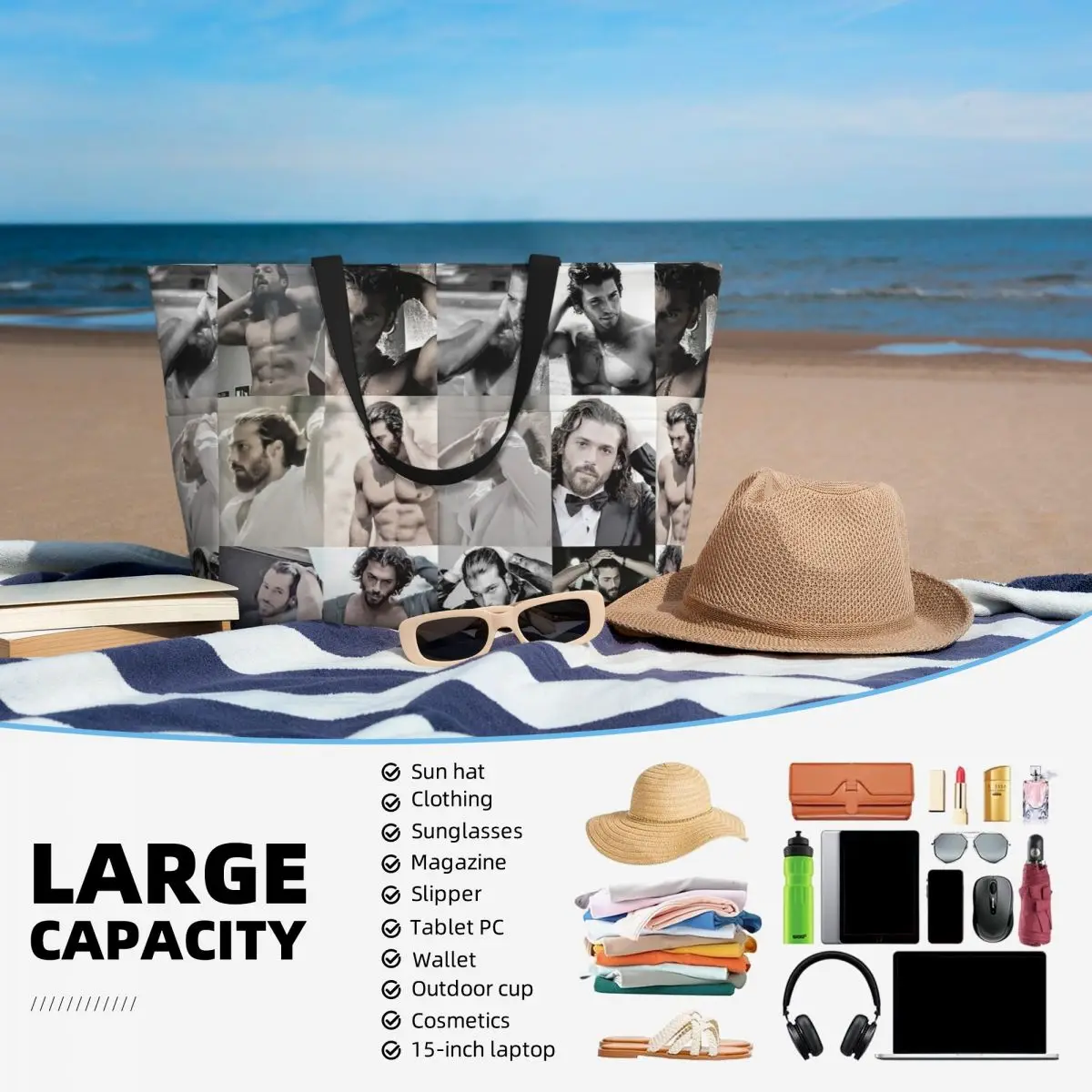 Bolso de mano grande con foto  - Yoga Fitness Photos reseña y precio