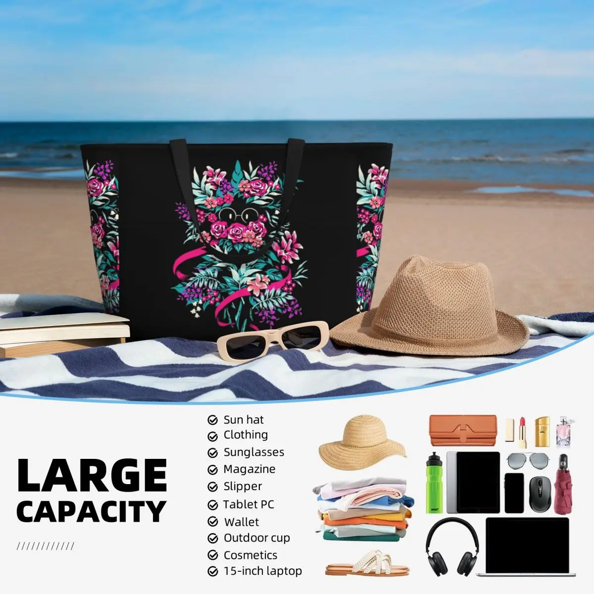 Bolsa de Playa Floral Ralsei d - Yoga Fitness Merch reseña y precio