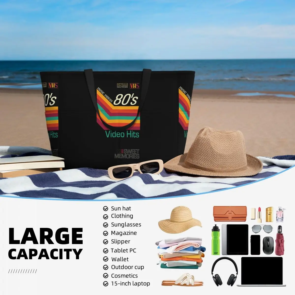Bolsa de playa con diseño de c - Yoga Fitness Music reseña y precio