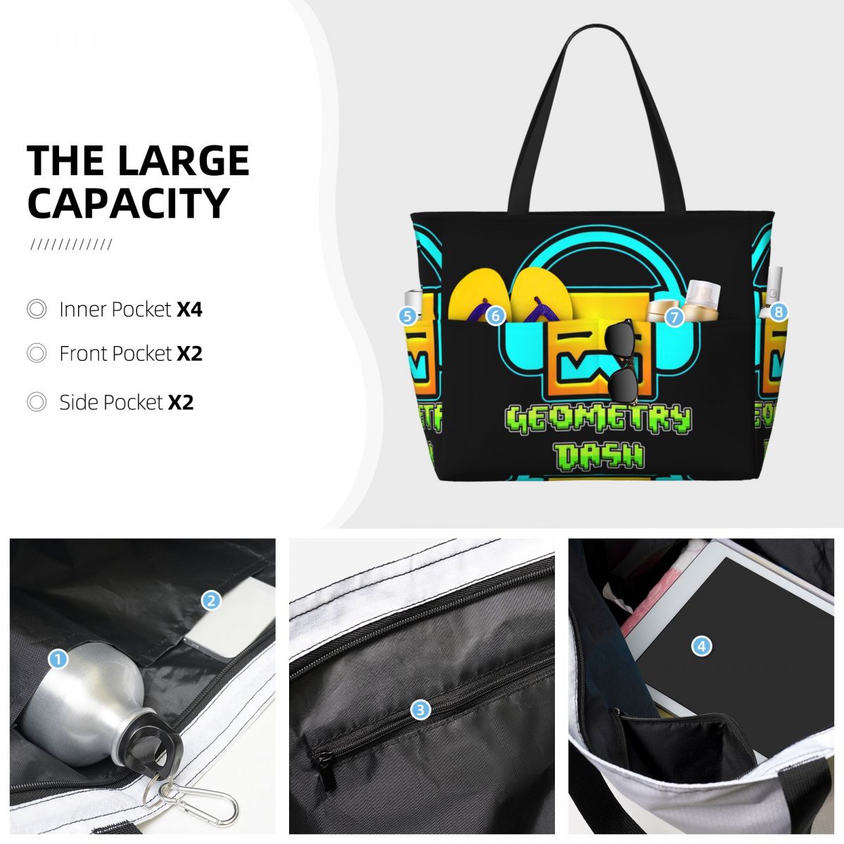 Bolsa de playa geométrica con  - Yoga Fitness Music reseña y precio