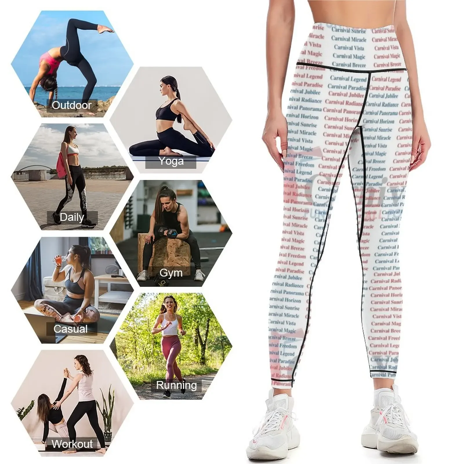 Leggings Carnival Ship Names,  - Yoga Fitness Name reseña y precio
